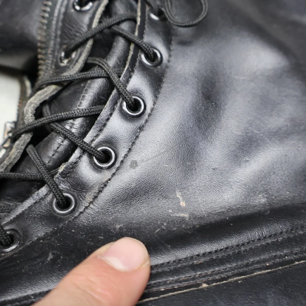 Addison Military Mens 9.5D Combat Boot Black Leather Zipper Lace Zip Utility VTG